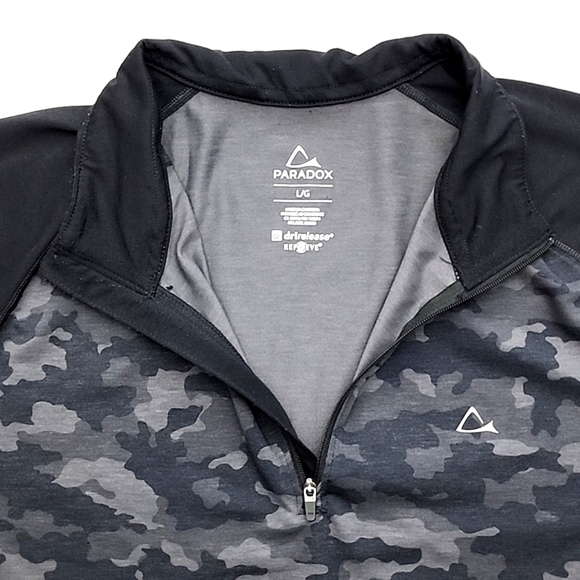 Paradox  Men's Merino Wool Dri-Release Black Grey Camo Pullover Top Size Large - Picture 5 of 13